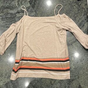 Bailey 44 beige top with open shoulder